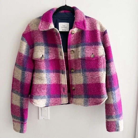 Jackets & Blazers - Women’s Plaid Pink and Cream Jacket